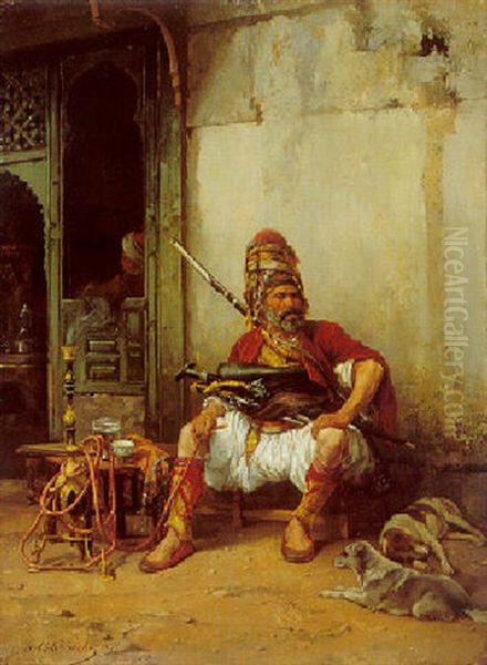 Turc Au Hookah Oil Painting by Stanislaus von Chlebowski