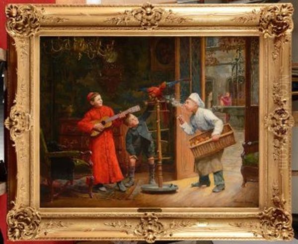 Le Perroquet Oil Painting by Paul-Charles Chocarne-Moreau