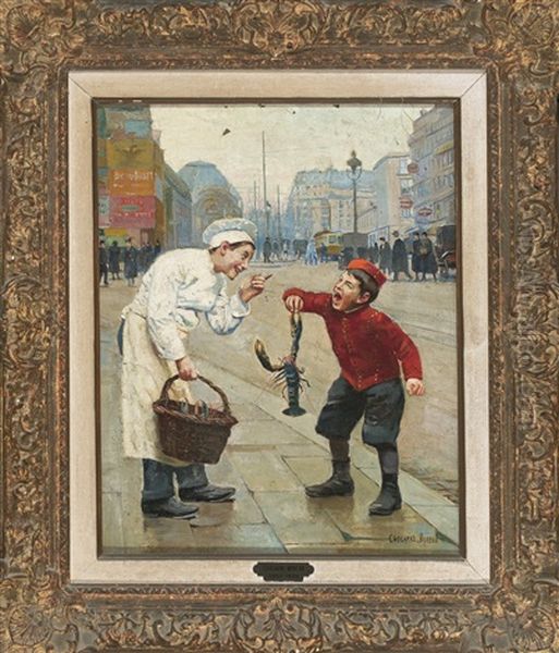 Travesuras Entre Ninos Oil Painting by Paul-Charles Chocarne-Moreau