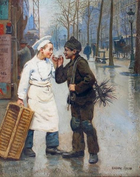 Le Jeune Boulanger Et Le Jeune Ramoneur Oil Painting by Paul-Charles Chocarne-Moreau