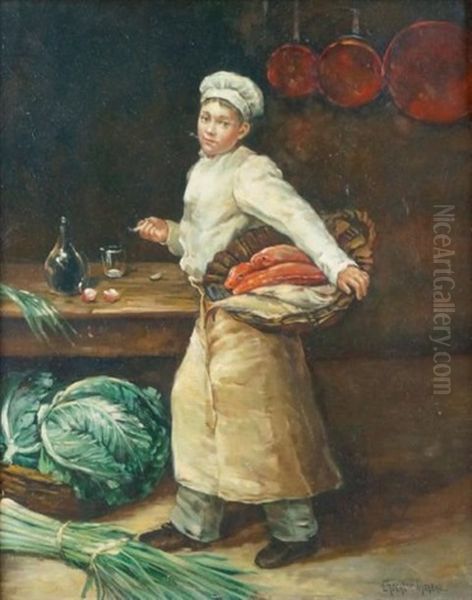 Le Jeune Cuisinier Oil Painting by Paul-Charles Chocarne-Moreau