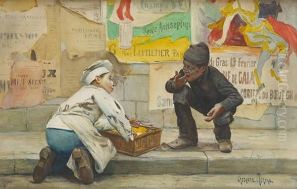 Les Garnements De Rue Oil Painting by Paul-Charles Chocarne-Moreau