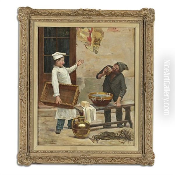 Getting Clean Oil Painting by Paul-Charles Chocarne-Moreau