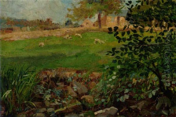 Landskap Med Boskap Oil Painting by Paul-Charles Chocarne-Moreau