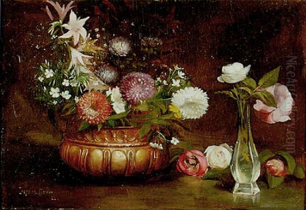 Composition Au Cuivre Et Aux Fleurs Oil Painting by Paul-Charles Chocarne-Moreau