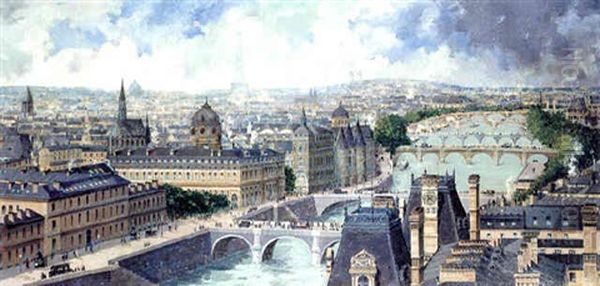 Paris, Vue Panoramique Oil Painting by Georges Choderay