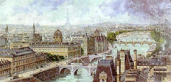 Panorama De Paris Oil Painting by Georges Choderay