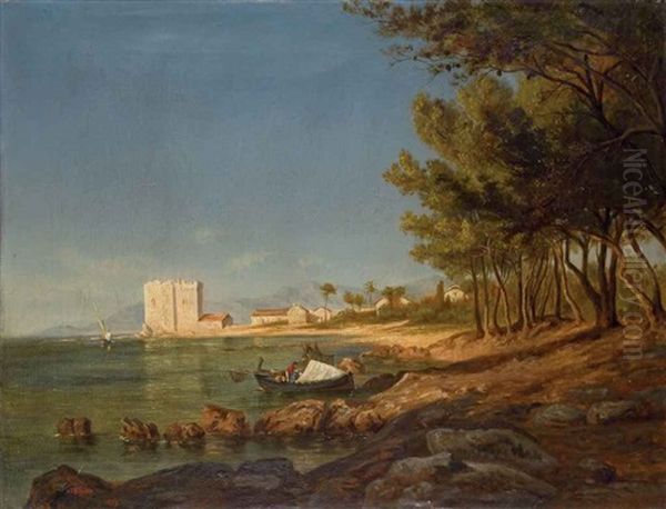 Les Iles De Lerins Oil Painting by Jean-Felix-Clement Choisnard