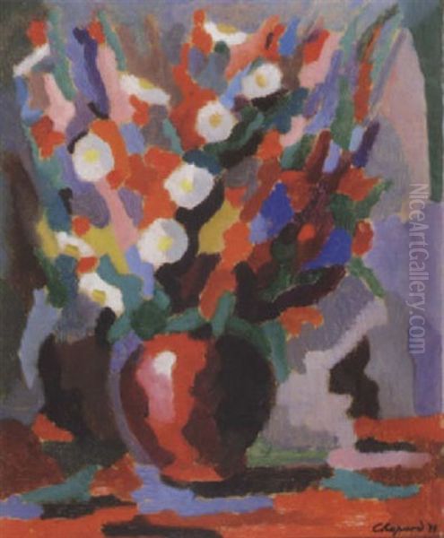 Vase Mit Blumen Oil Painting by Gaston Chopard