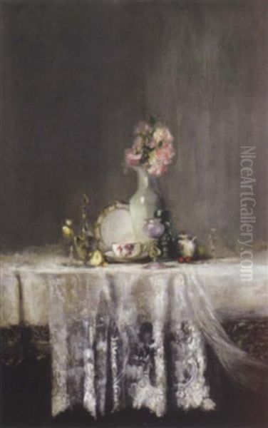 Vase Et Carafe Sur Un Entablement Oil Painting by Jules-Charles Choquet