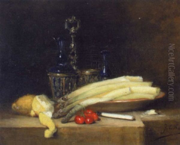 Huilier, Asperges Et Citrons Oil Painting by Jules-Charles Choquet