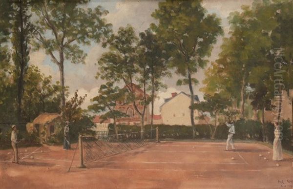 Badminton Oil Painting by Rene Maxime Choquet