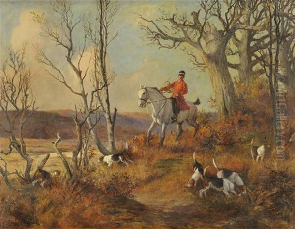 Defaut De La Fin, Chasse Aux Lievres Dans Les Landes Oil Painting by Rene Maxime Choquet