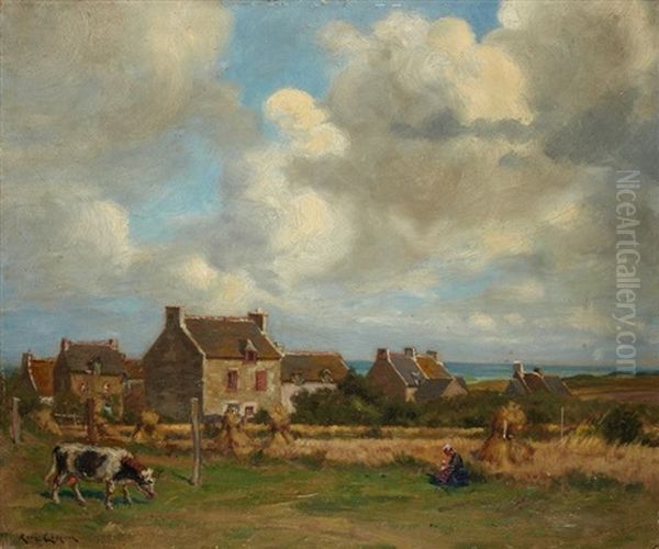 Vue De Bretagne, Hameau Aux Environs De Saint Brieuc by Rene Maxime Choquet