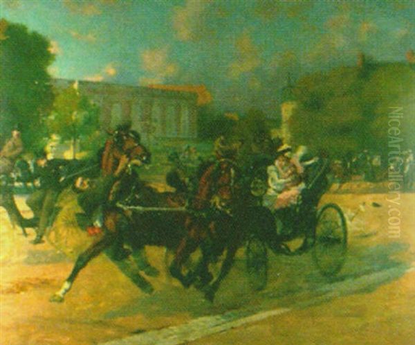 The Runaway Carriage Oil Painting by Rene Maxime Choquet