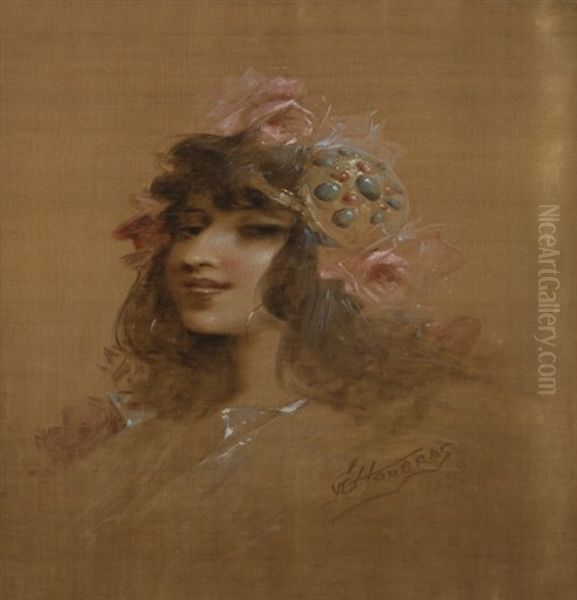 Profil De Femme, 1892 Oil Painting by Alfred Choubrac