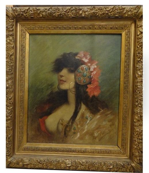 Portrait De Femme Oil Painting by Alfred Choubrac