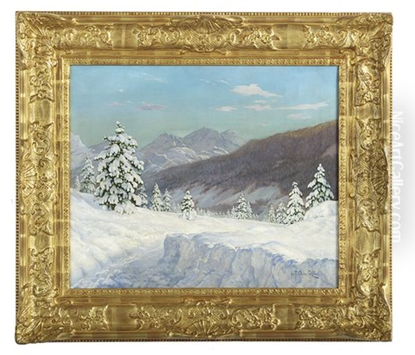 Winter Day In St. Moritz Oil Painting by Ivan Fedorovich Choultse