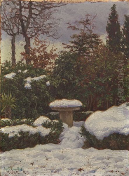 Garden Under The Snow Oil Painting by Ivan Fedorovich Choultse