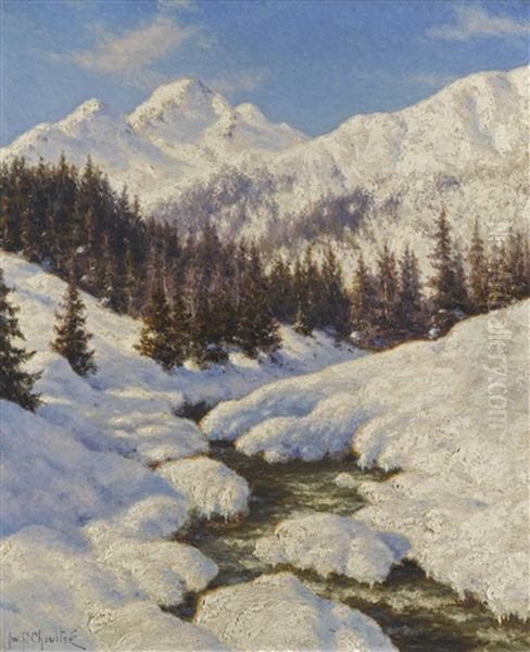 Stream In The Snow by Ivan Fedorovich Choultse