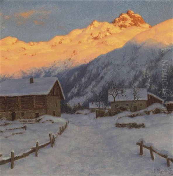 Evening On The Mountain, Haute-savoie Oil Painting by Ivan Fedorovich Choultse