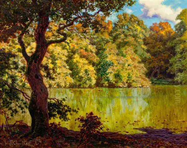 Lake Scene Oil Painting by Ivan Fedorovich Choultse