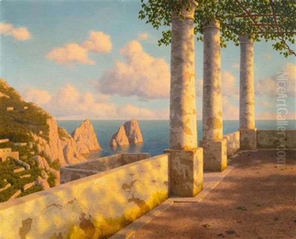 Soir A Capri (italie) Oil Painting by Ivan Fedorovich Choultse