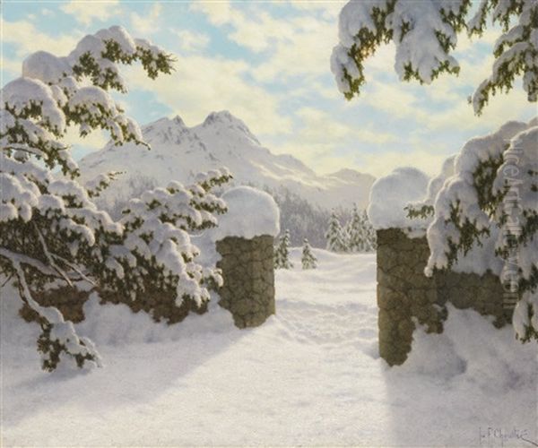 Winter Sun In Switzerland Oil Painting by Ivan Fedorovich Choultse