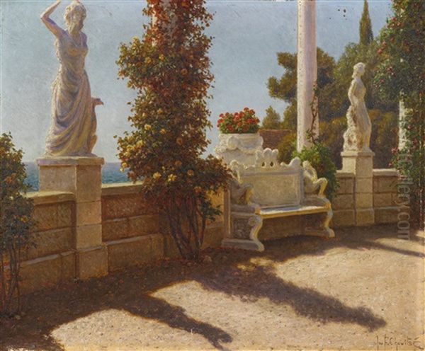 Terrace By The Sea Oil Painting by Ivan Fedorovich Choultse