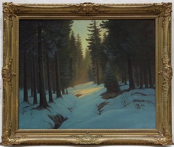 Sunlight On A Snow Covered Forest Oil Painting by Ivan Fedorovich Choultse