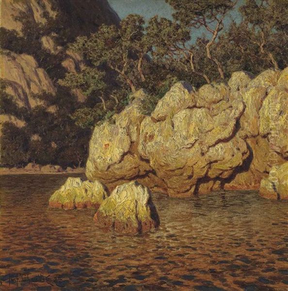 Cliffs At Sunset Oil Painting by Ivan Fedorovich Choultse