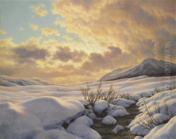 Mountain Stream Oil Painting by Ivan Fedorovich Choultse