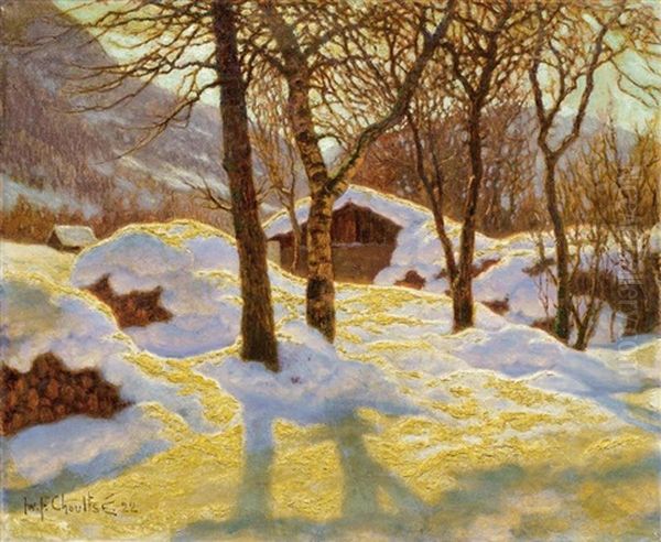 Morgensonne In Winterlicher Landschaft Oil Painting by Ivan Fedorovich Choultse