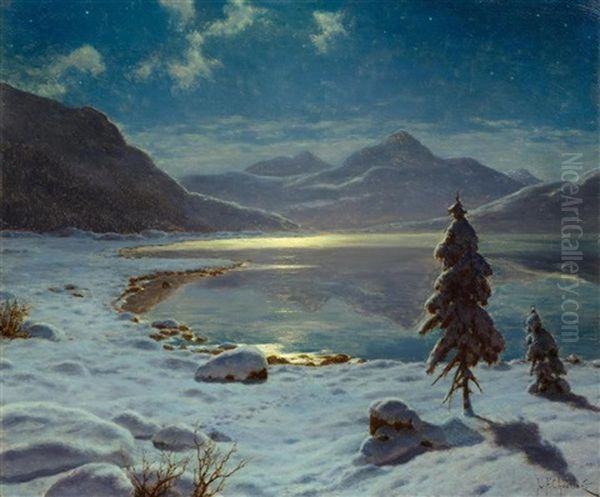 Claire De Lune (st.moritz) Oil Painting by Ivan Fedorovich Choultse