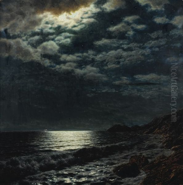 Moonlit Sea Oil Painting by Ivan Fedorovich Choultse