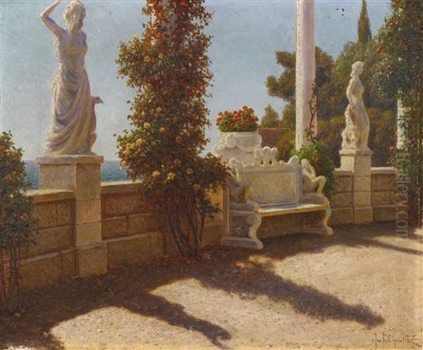 Terrace By The Sea Oil Painting by Ivan Fedorovich Choultse