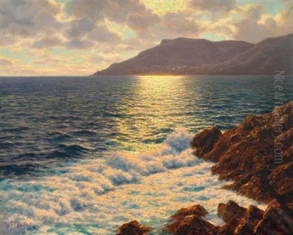 Blick Auf Monte Carlo In Der Abendsonne Oil Painting by Ivan Fedorovich Choultse