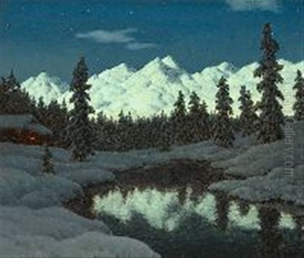 Engadine In Snow Oil Painting by Ivan Fedorovich Choultse