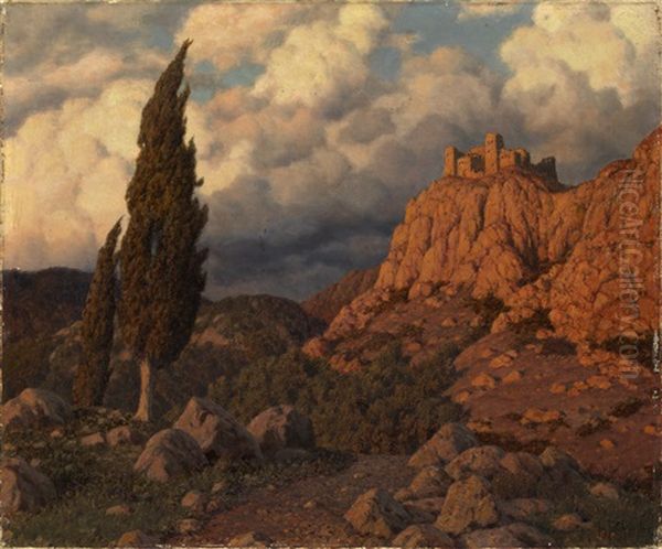 Mountainous Landscape Oil Painting by Ivan Fedorovich Choultse