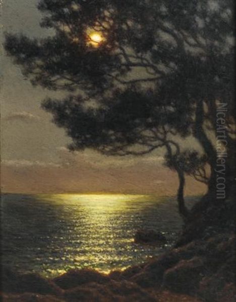 Moonlit Coast Oil Painting by Ivan Fedorovich Choultse