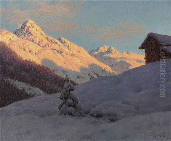 Peaks In The Engadine Oil Painting by Ivan Fedorovich Choultse