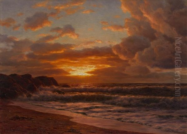 Sunset Over The Sea Oil Painting by Ivan Fedorovich Choultse