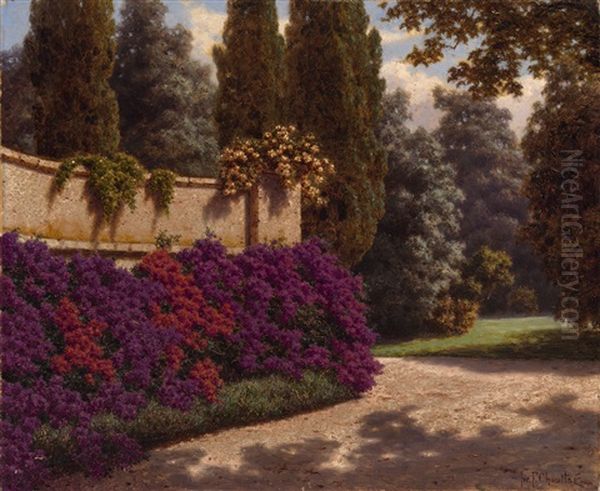 Flower Terrace. Provence Oil Painting by Ivan Fedorovich Choultse