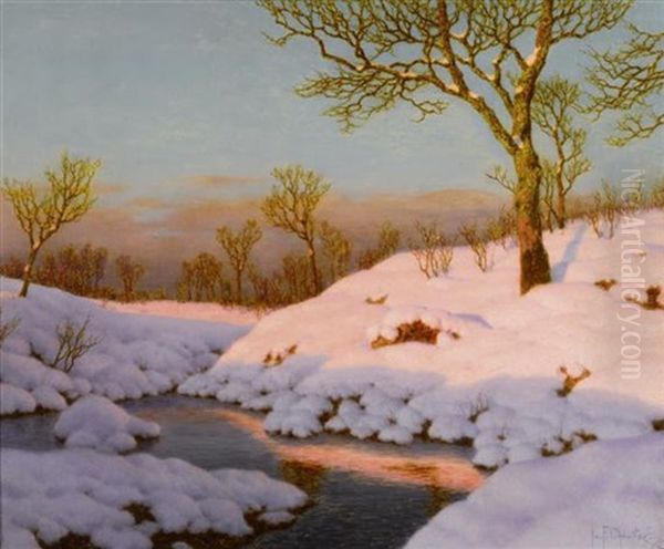 Winterlandschaft Bei Sonnenuntergang Oil Painting by Ivan Fedorovich Choultse