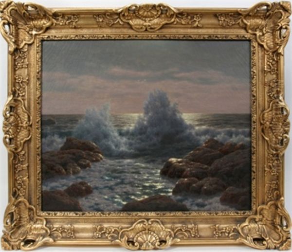 Moonlit Coastline Oil Painting by Ivan Fedorovich Choultse