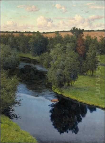 Streaming Water Oil Painting by Ivan Fedorovich Choultse