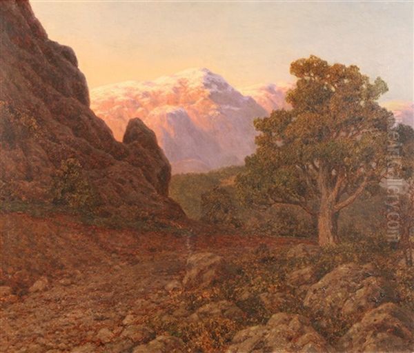 View Of A Snow-capped Mountain Oil Painting by Ivan Fedorovich Choultse