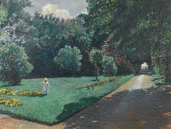 A Child In A Garden Oil Painting by Ivan Fedorovich Choultse