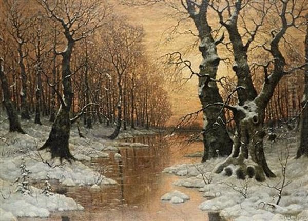 Woodland River Oil Painting by Ivan Fedorovich Choultse