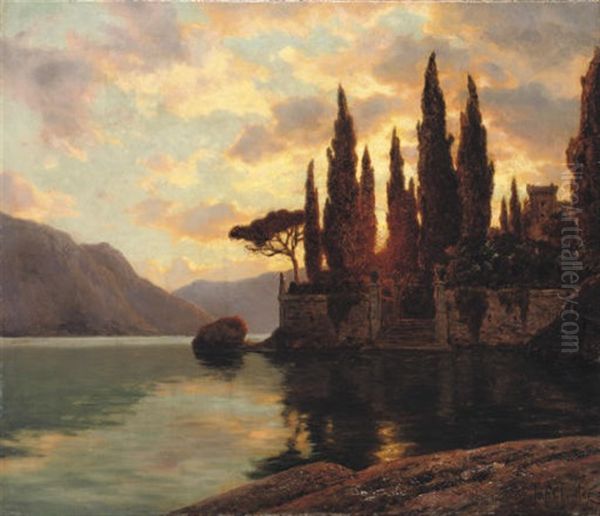 Lago Maggiore Oil Painting by Ivan Fedorovich Choultse